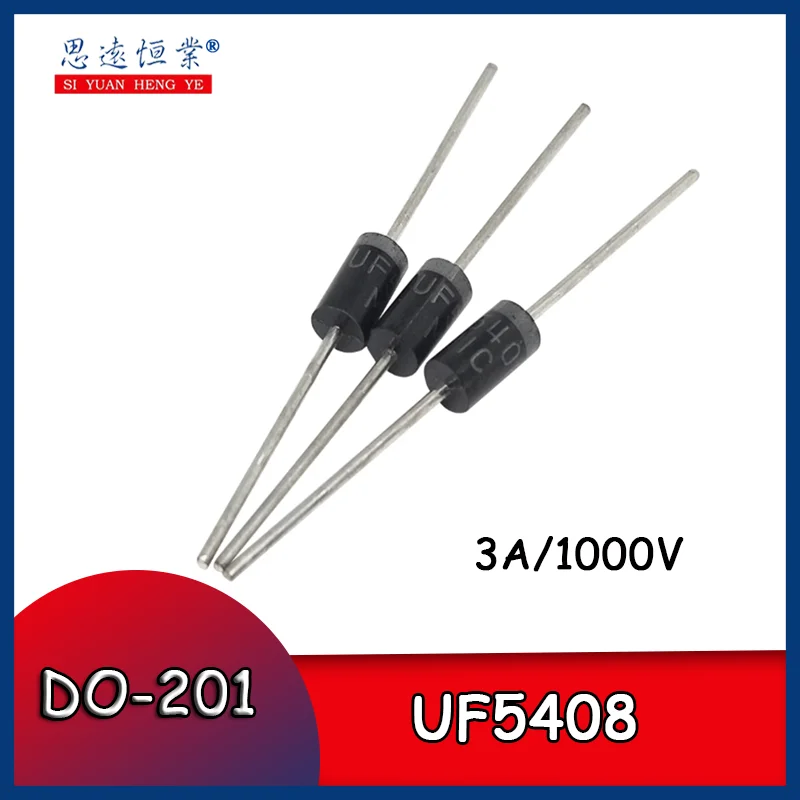 10pcs UF5408 is a brand-new ultra-fast recovery through-hole diode 3A/1000V rectifier diode with high power