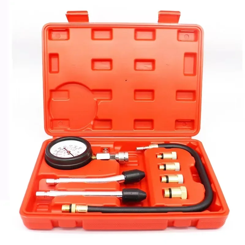 Kit Testador de Cilindro de Carro Medidor de Compressão de Motor a Gasolina 0-300 PSI Manômetro com Adaptador M10 M12 M14 M18