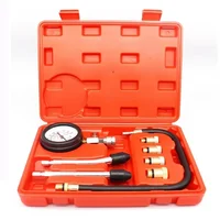 Kit de Prueba de Cilindros para Automóviles, Medidor de Compresión de Motor de Gasolina, Manómetro de Presión de 0-300 PSI con Adaptador M10 M12 M14 M18