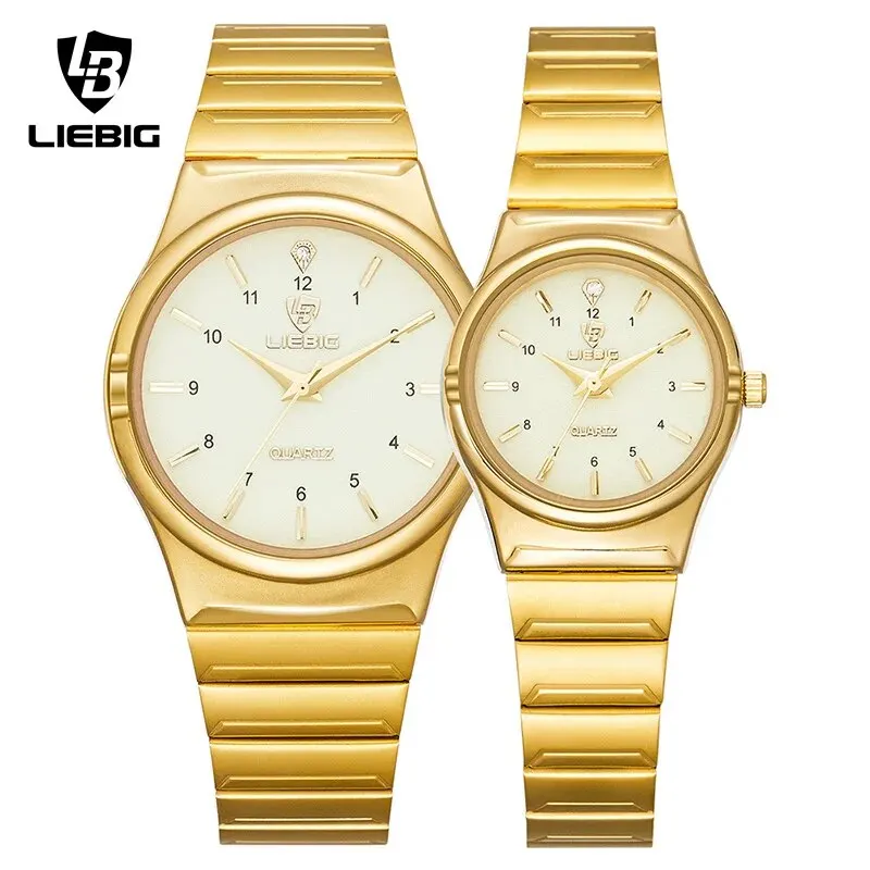 LIEBIG Japan Quart Movement Women Mens Watches Luxury Stainless Steel Female Ladies Golden Wristwatch Clock Relogio Feminino