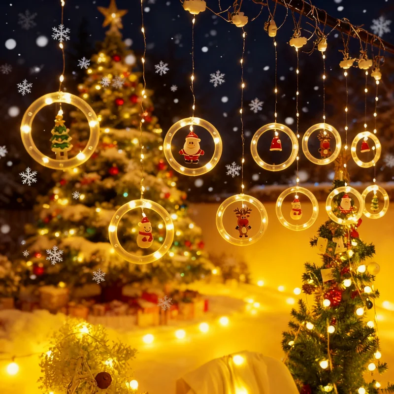 LED Santa Claus Curtain Light Christmas Decoration Home Interior Light String Night Light Christmas Gift New Year Decoration - view 2