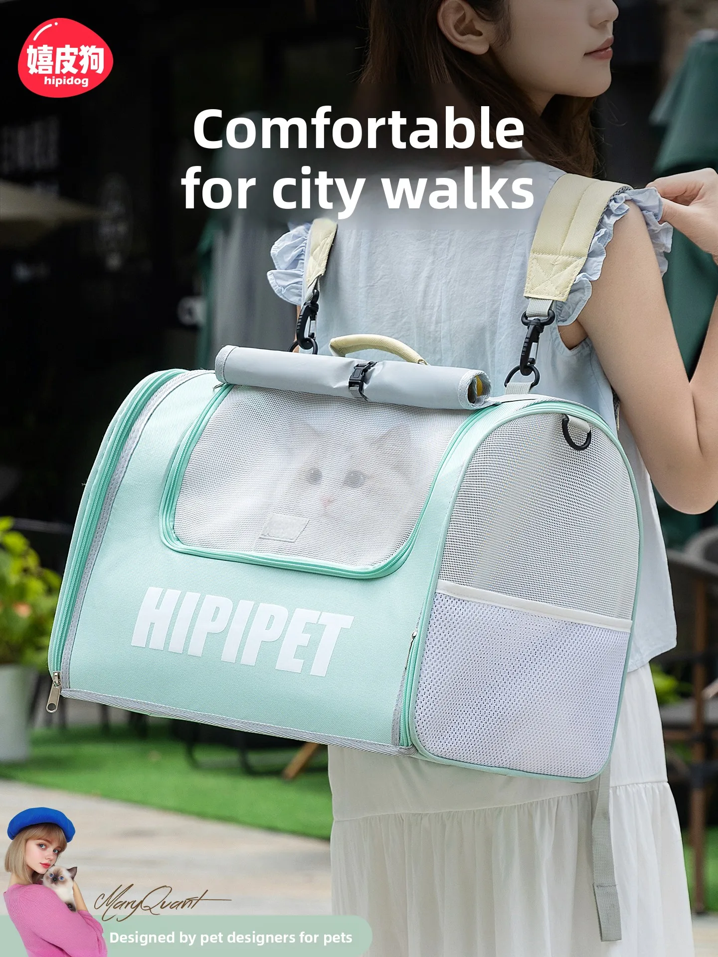 

Large Capacity Bag Portable Pet Carrier Backpack with Pull Rod Double Shoulder Bag for Multiple Cats Traveling Outdoors