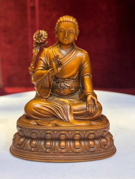 10CM Tibet Guru Master Atisa Disciple Buddha Copper Statue