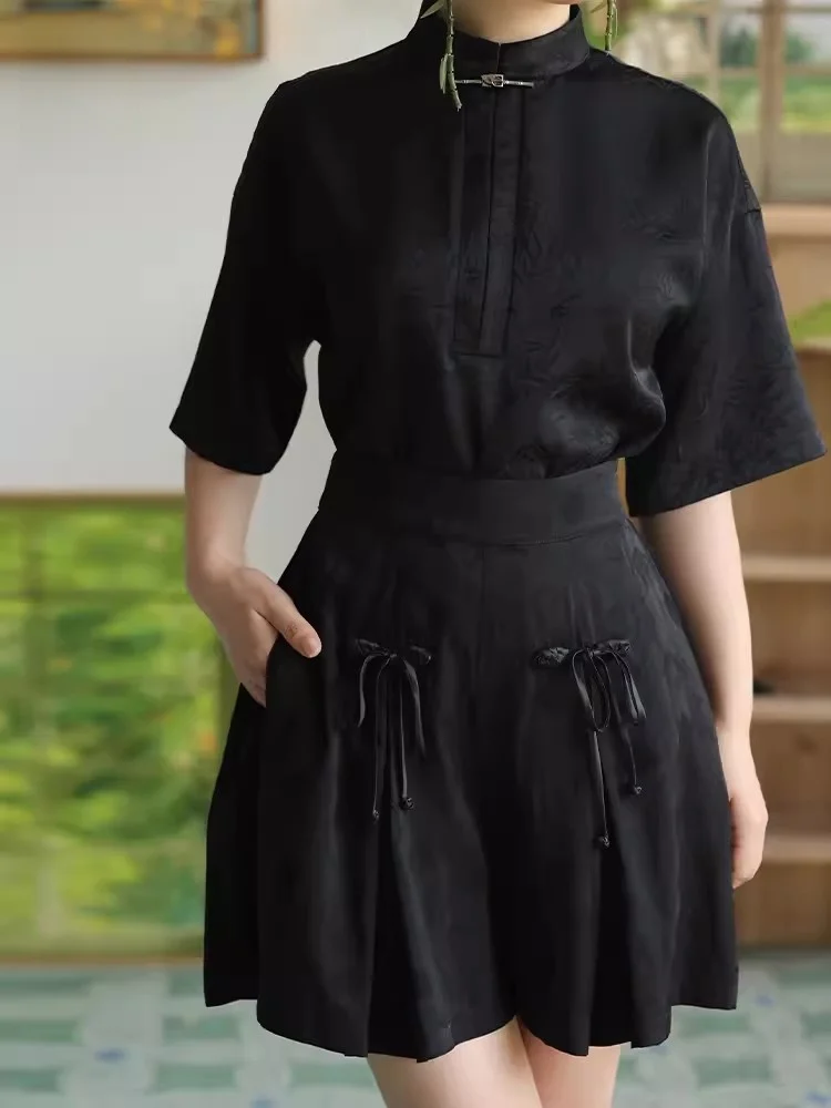 

Qingan WanHua, новый китайский Sle ort Sve irt, женский летний белый топ с воротником-стойкой, Faionable