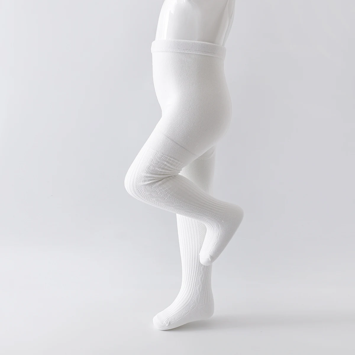 3 Stück Baby-Strumpfhosen mit vertikaler Textur, elastische, figurbetonte Kinderstrumpfhosen mit Fuß, Mädchen-Strumpfhosen für den täglichen Gebrauch im Freien – Detail 4