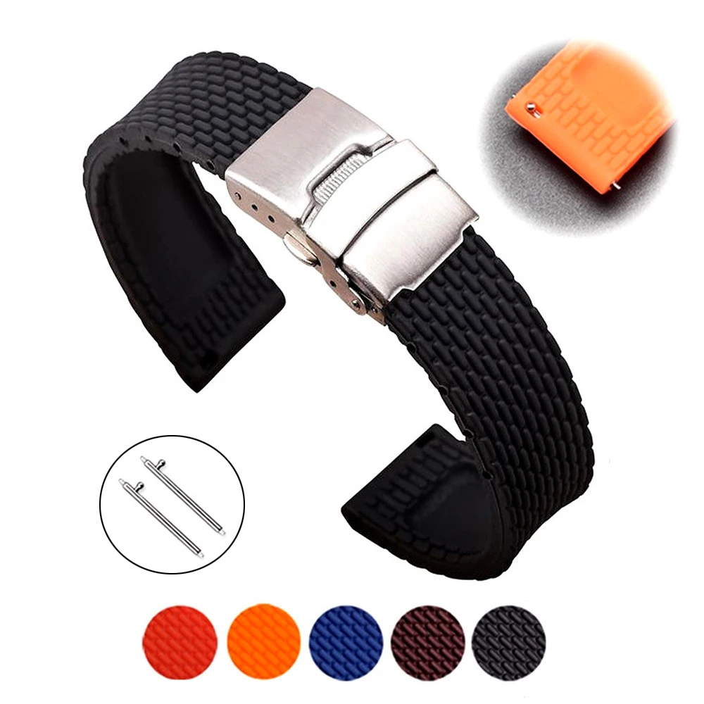 

Quick Release Silicone Watch Band 18mm 20mm 22mm 24mm Men Women Universal Waterproof Rubber Strap Folding Clasp Watchband