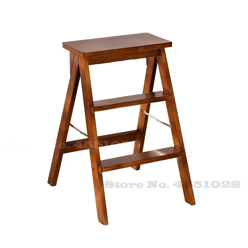 

Solid Wood Step Stool, Portable Kitchen Ladder, Folding Stool for Indoor, Multifunctional 3 Step Ladder, Utility Stool