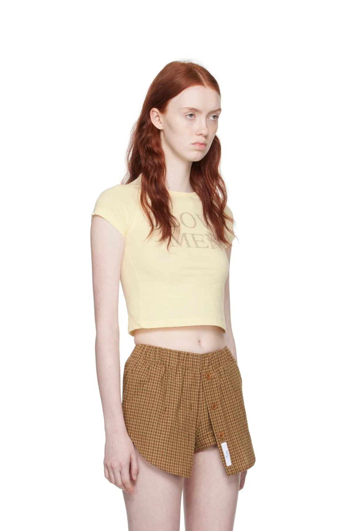 Brown Plaid Culottes, Mid-Low Waist White Shorts, American Retro Hottie Culottes
