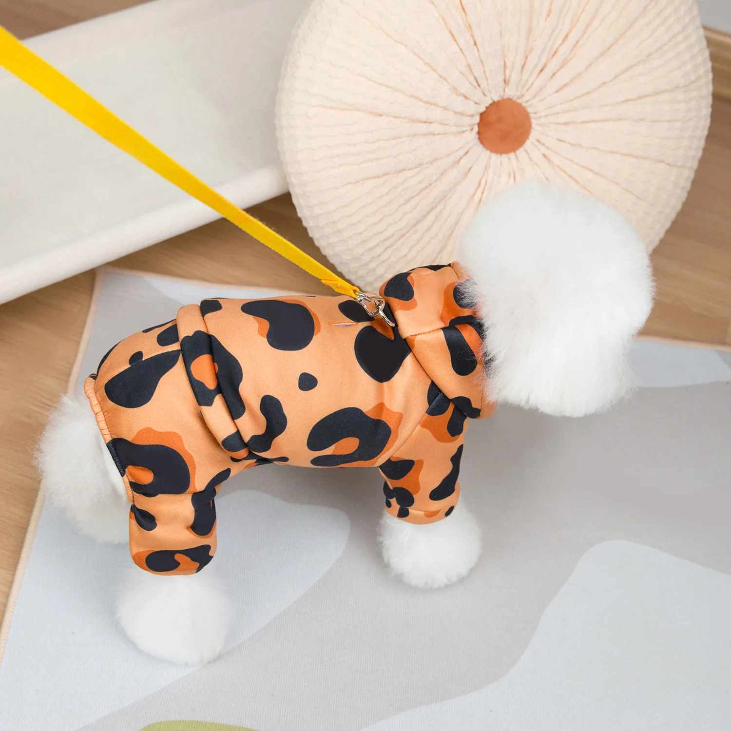 Leopard Print Pet Puppy Dog Four-legged With hooks Hoodie Clothes Small Dog spring and Winter Warm dog cat pet Clothes
