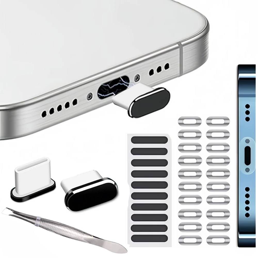 

1-35PCS Universal Type-C Phone Dustproof Net Stickers Speaker Dust Plug Proof Mesh Protectors for IPhone 16 15 Port Cleaning Kit