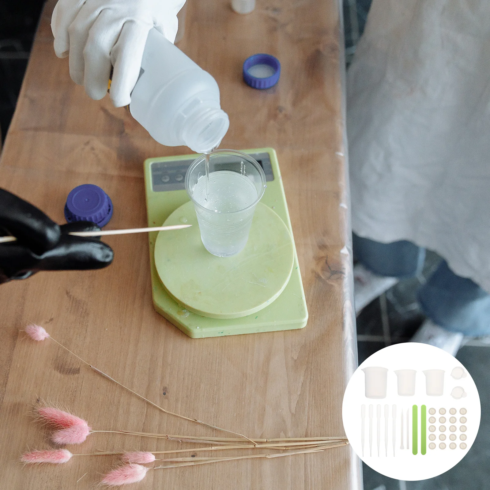 1 مجموعة من كوب خلط السيليكون الممتاز لراتنجات الايبوكسي الكريستالية الحرفية صنع المجوهرات ذاتية الصنع توريد مجموعة أدوات توزيع الإيبوكسي