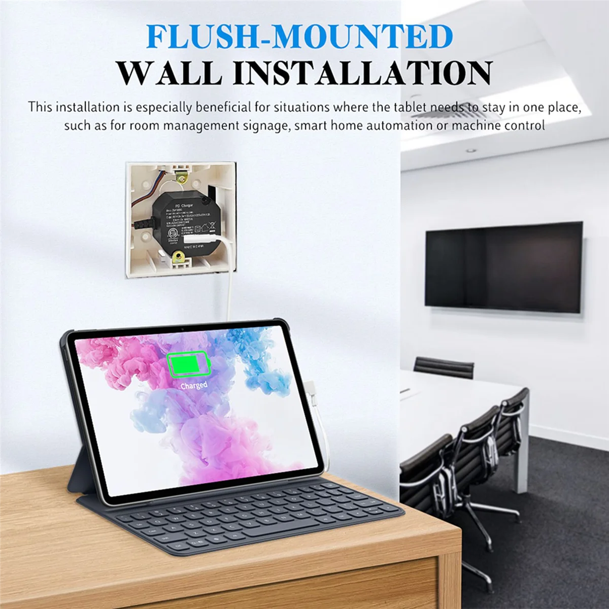 

BTLIFE-3X AC To USB C Adapter Flush Wall-Mounted Power Supply For USB-C Tablets 5-20V With Output 30W For Ipad AC-USBC-EU