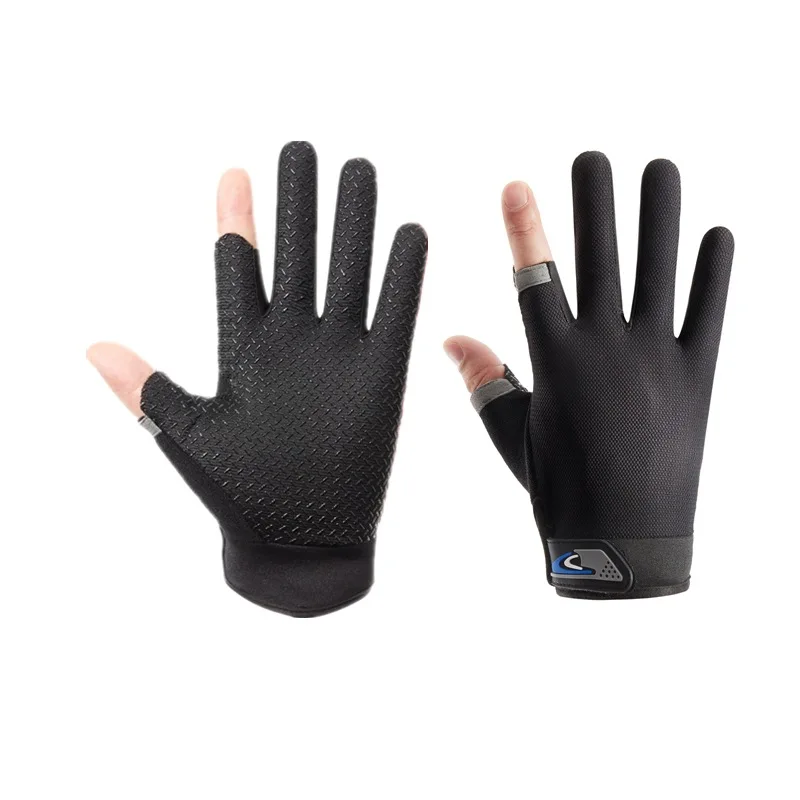 

Two Finger Fishing Gloves for Men Outdoor Sun Protection Anti Slip Gloves Breathable Thin with Touch Screen