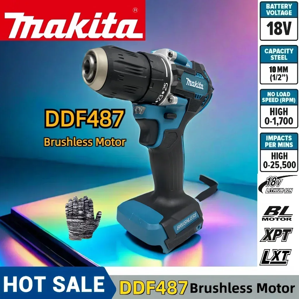 

Makita 18 в DDF487 10 мм LXT компактный беспроводной инструмент шуруповерт ударный бесщеточный драйвер перезаряжаемая бесщеточная электрическая дрель