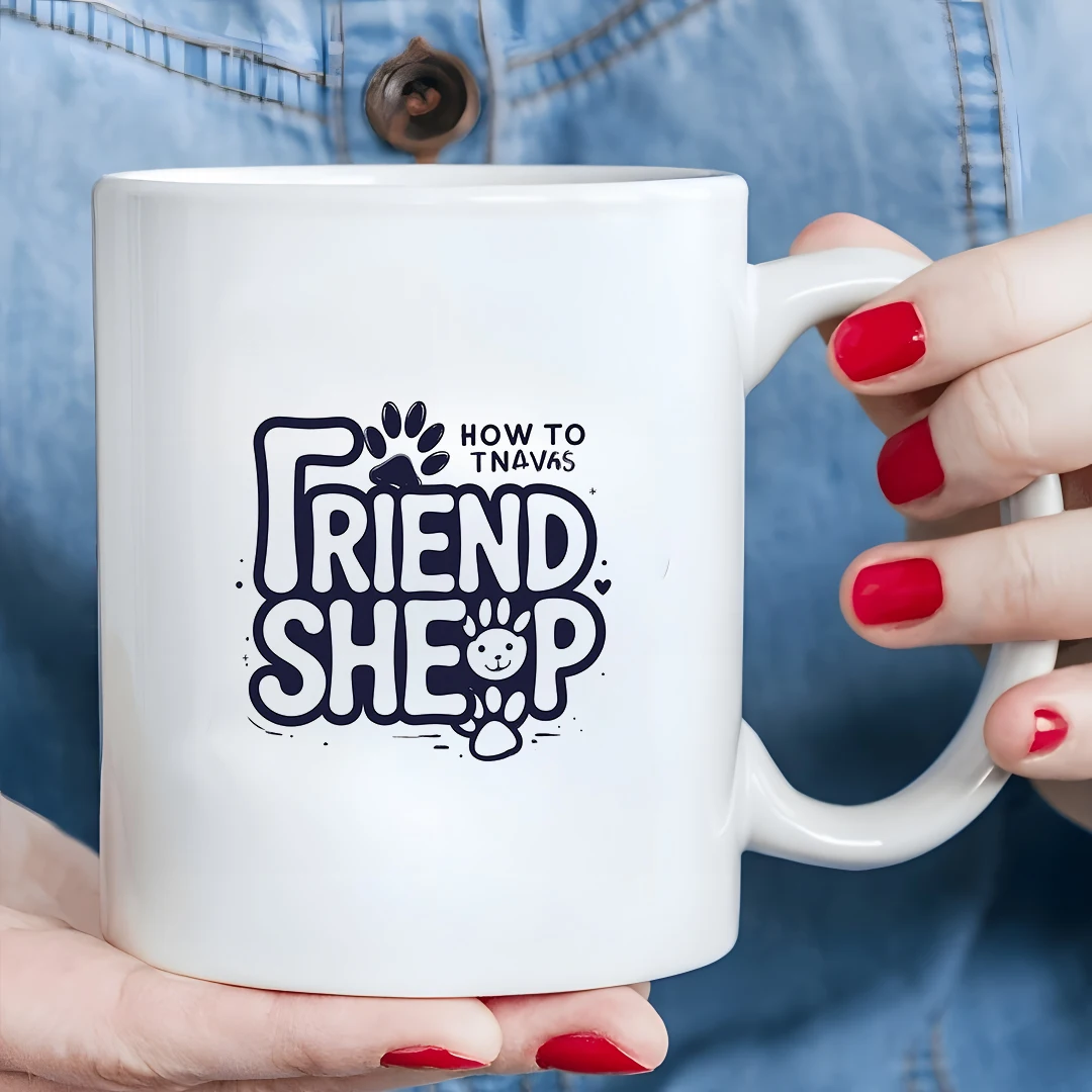 

Cartoon Cuddly Sheep Friendship Mug 11oz Kids Cup Christmas Gift Home Office Universal Style