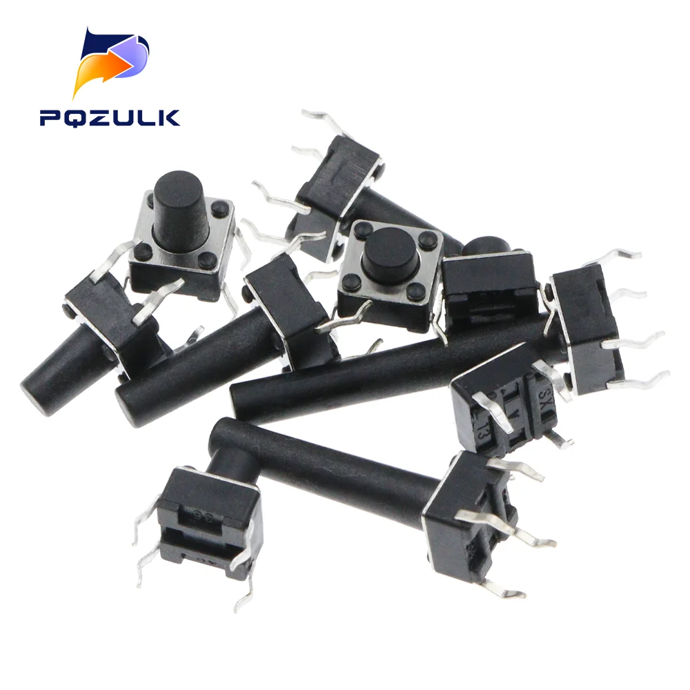 50 قطعة 6X6X5/4.3/5.5/6/7/8/9/10/13 مللي متر اللباقة التبديل مفتاح بـزر دفع 12 فولت 4PIN DIP التبديل الجزئي للتلفزيون/اللعب/زر الاستخدام المنزلي #2