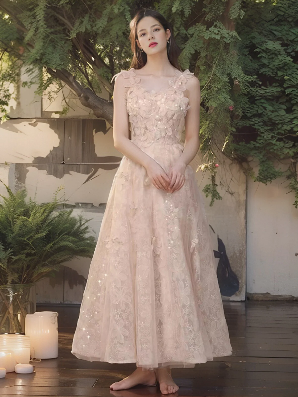 Ele สีชมพูลายดอกไม้ยาว Dr Strapl วันเกิดพาร์งานแต่งงานอาหารค่ําฉลอง A-Line กระโปรงชุดสีส้ม Sve