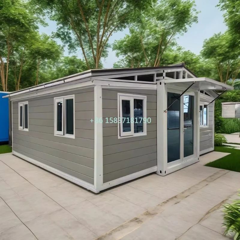 Casa de contêiner moderna expansível dobrável casa pré-fabricada villa construída painéis sanduíche de aço pacote plano design de casa 20 pés pequena casa