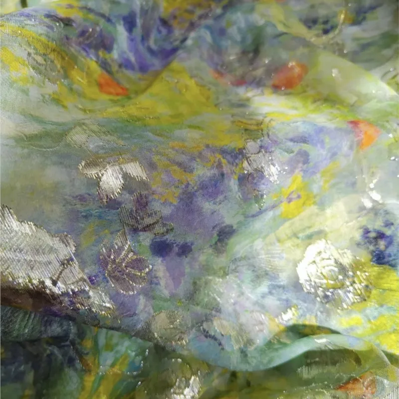 High-end verão novos produtos de seda corte flor tecido halter vestido meia saia