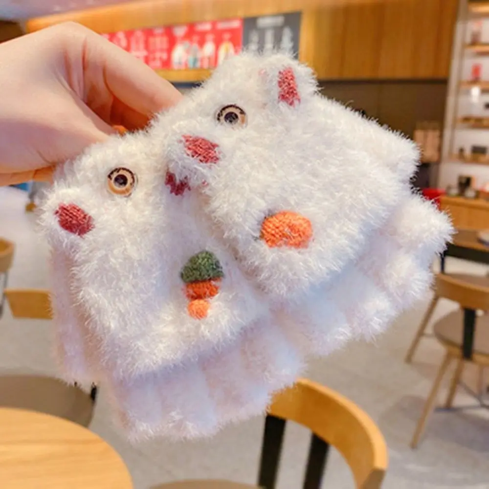 Cute Girls Plush Gloves Children Students Windproof Thicken Warm Mittens Winter Soft Flip Type Gloves Hand Warmer For Boys Girls