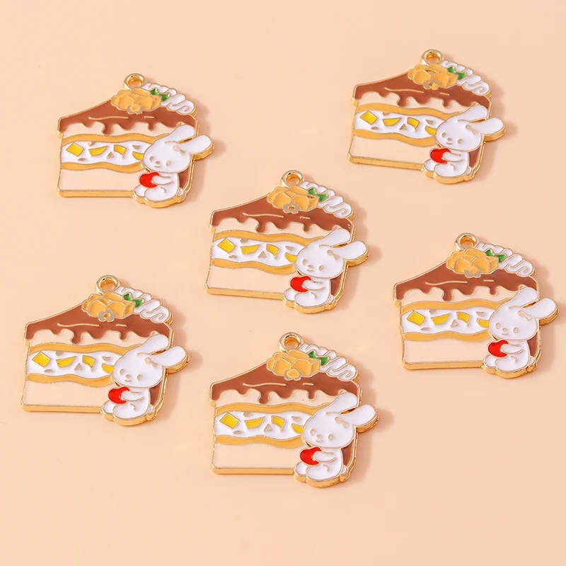

20pcs 27x29mm Cartoon Animal Charms Enamel Rabbit Eat Cake Charms Pendants for Jewelry Making Earrings Necklaces DIY Crafts Gift