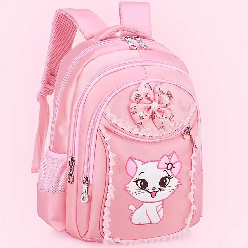 Children Fashion Three Pieces Suit For Teenagers Pencil Bag Primary Cartoon Cat School Bag Student Girls Backpack Set