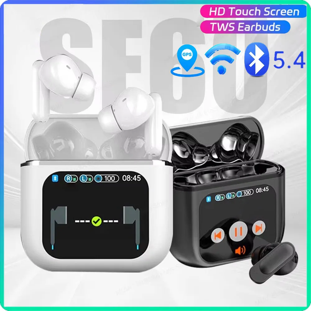 TWS Earbuds 1.83 inch Full In Touch Screen Wireless Earphone ANC Active Noise Cancellation Earphone In Ear ANC+ENC Bluetooth5.4