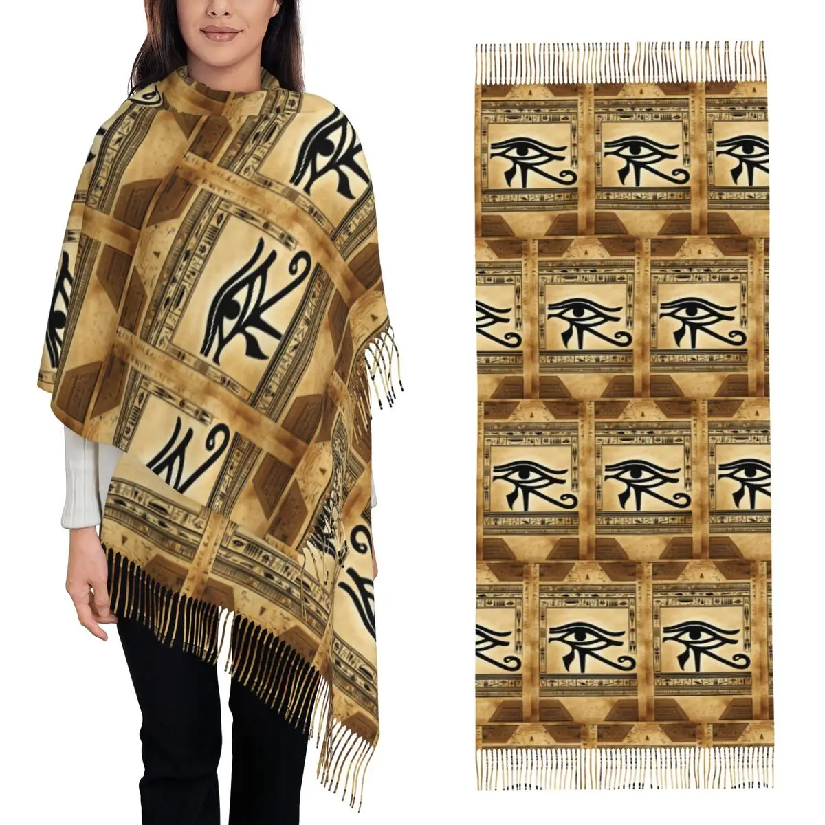الذهب القديم فرعون مصر الملك توت المصرية الهيروغليفية وشاح شرابة الأوشحة النساء لينة الدافئة شالات ويلتف شال كبير التفاف