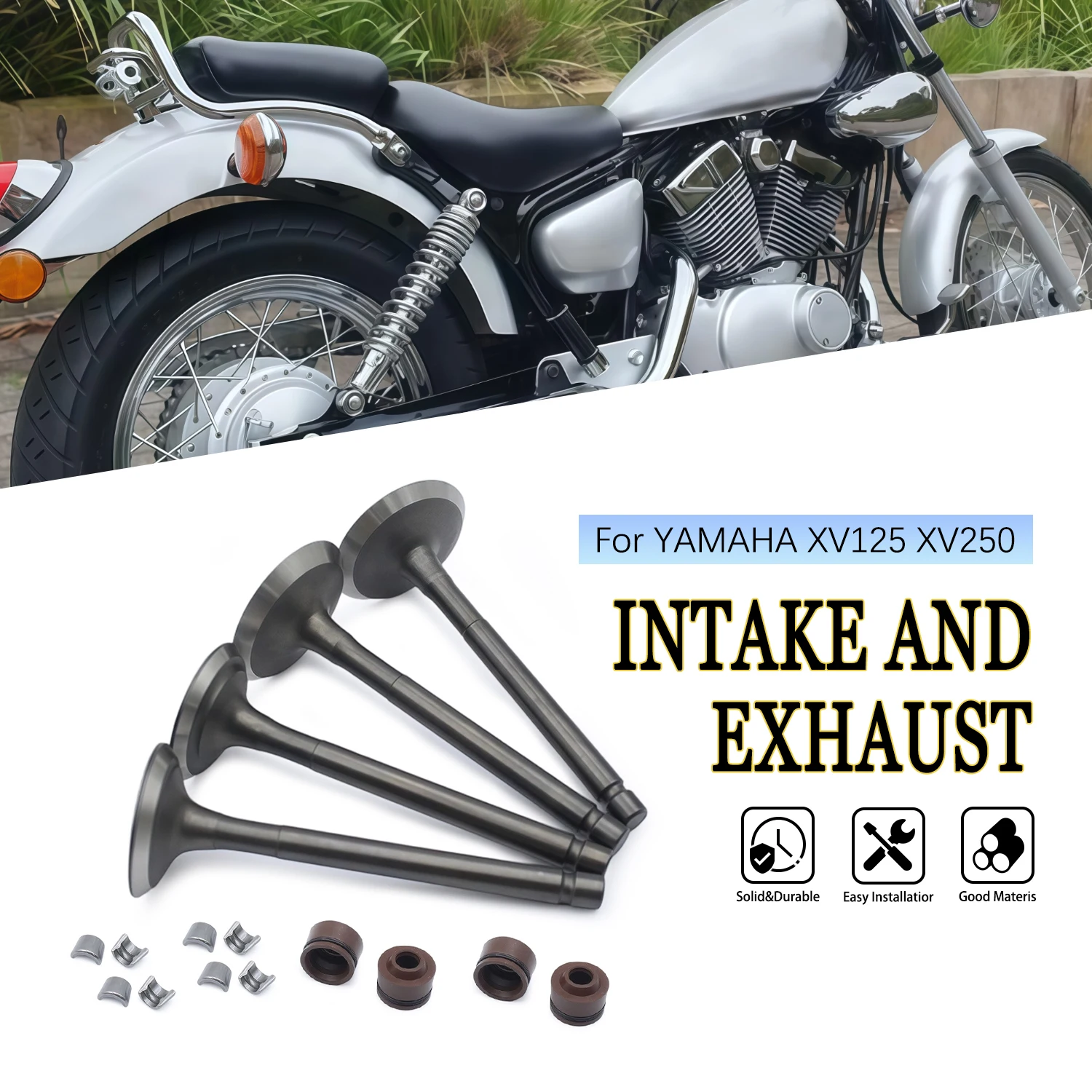 

Motorcyce Parts Intake Exhaust Valve Stem kit For YAMAHA XV125 XV250 VIRAGO xv 125/250 virago SRV250 xc125 cygnus YFA1