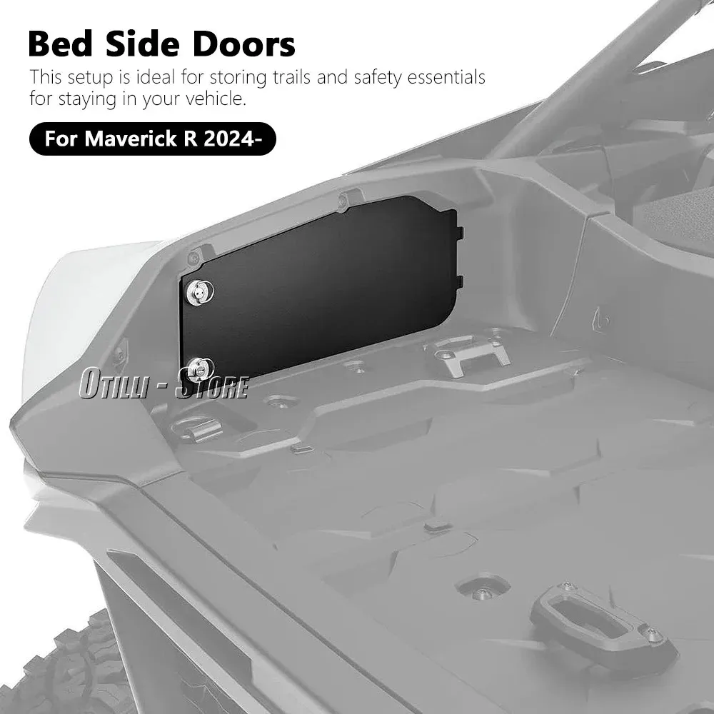 UTV 2024 For CAN-AM MAVERICK R Black Rear Storage Left and Right Bed Side Doors Kit For Can Am Maverick R Accessories