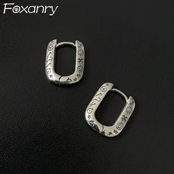 FOXANRY Silver Color Vintage Punk Earrings for Women New Fashion Creative Doodle Geometry Birthday Party Jewelry Gifts