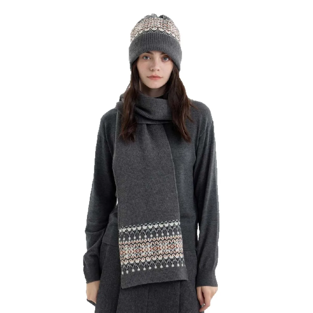 الكلاسيكية المعين عيد الميلاد خمر معرض جزيرة وشاح محبوك المرأة الشتاء قبعة تدفئة وشاح قطعتين مجموعة الرجال #4