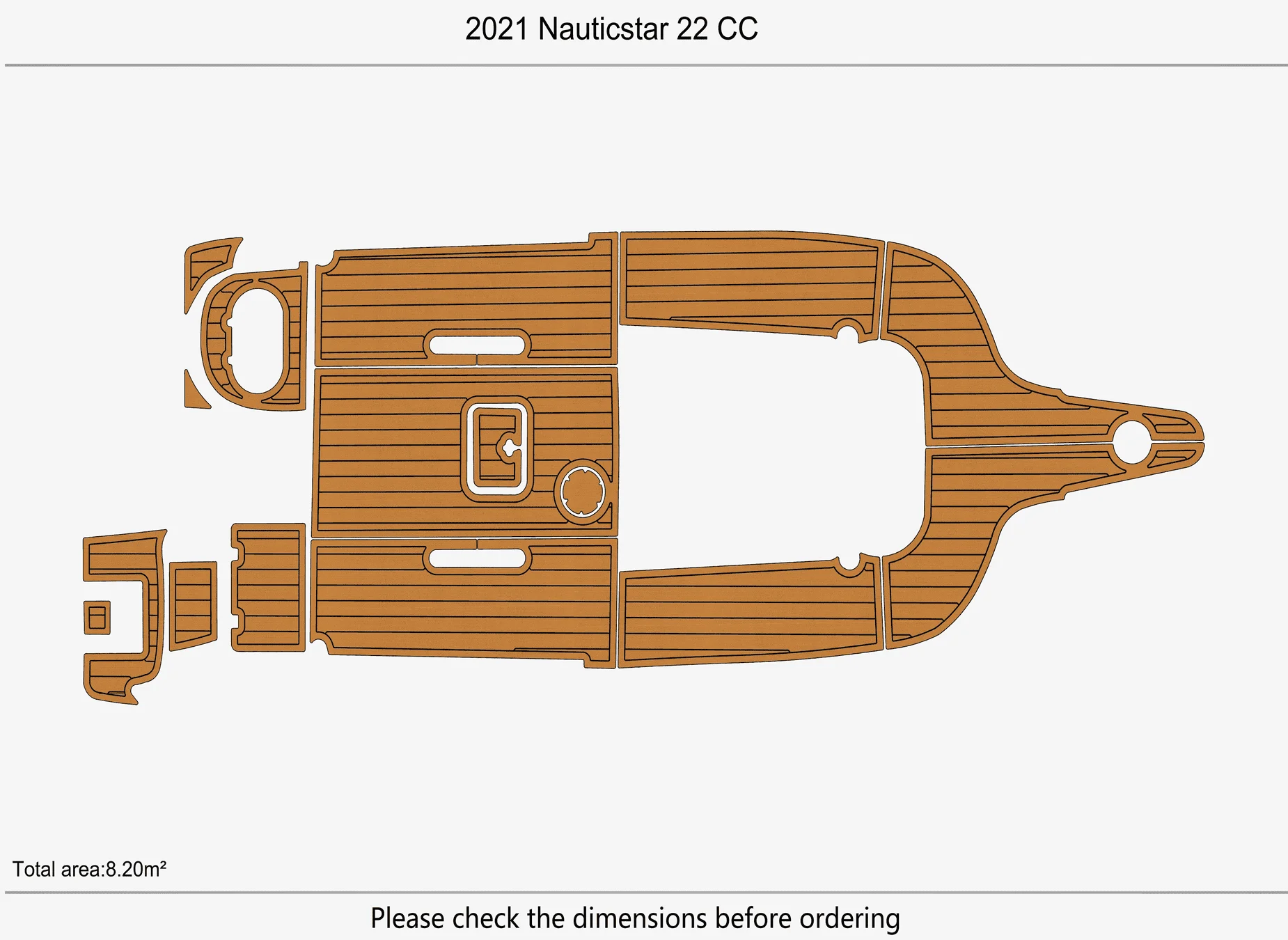 Marine Faux Teak EVA Non-Slip Mat -2021 Nauticstar  22 CC Self-Adhesive 1/4