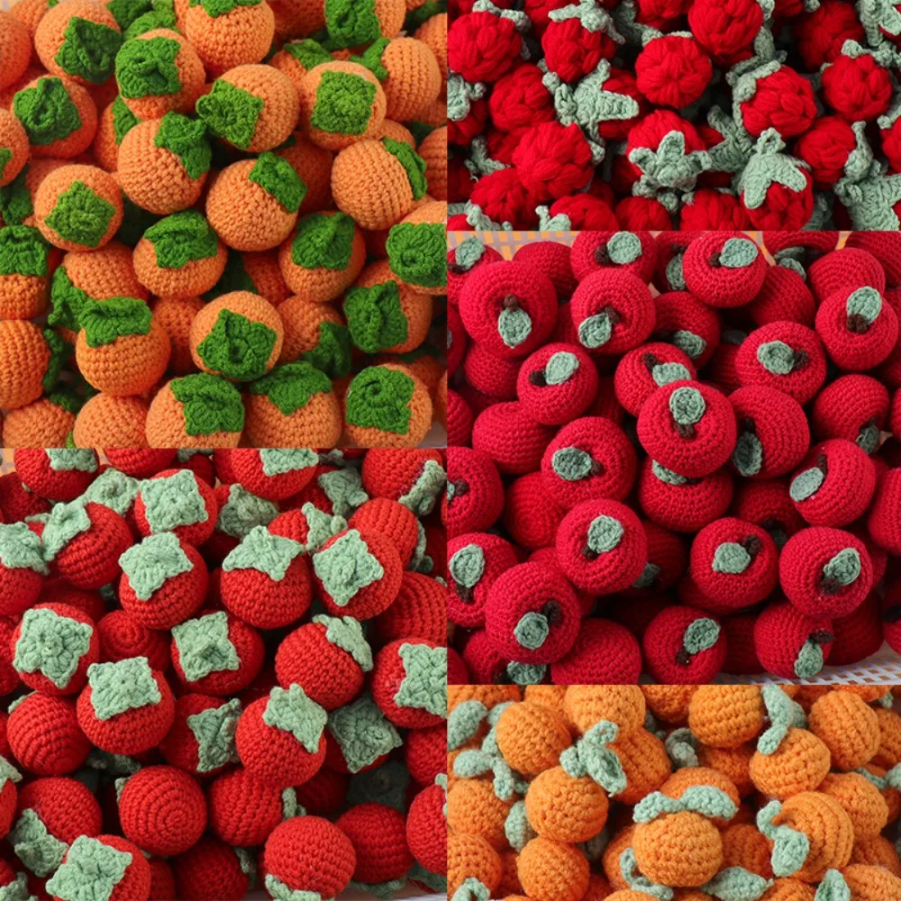 Cartoon Wool Cute Fruit Sunflower Strawberry Hand Knitted Strawberry Artificial Fruit Knitting Supplies