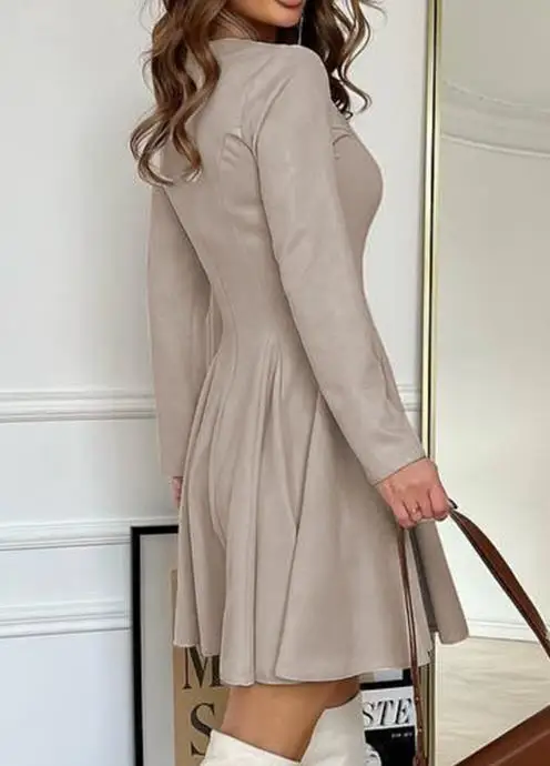 

2025 Elegant Temperament Long Sleeved Waist Tied Dress Autumn Women Elegant Round Neck Slim Fit Waist A-Line Long Sleeved Dress