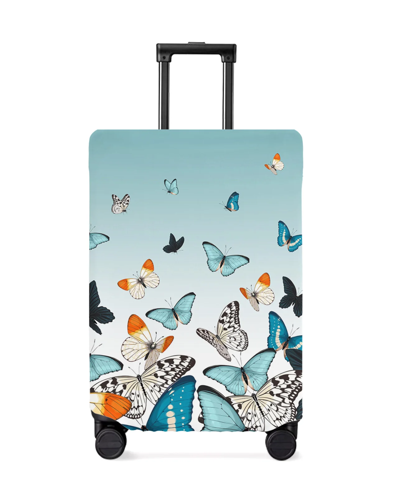 

Pastoral Butterfly Duck Green Gradient Luggage Cover Stretch Baggage Protector Dust Cover for 18-32 Inch Travel Suitcase Case