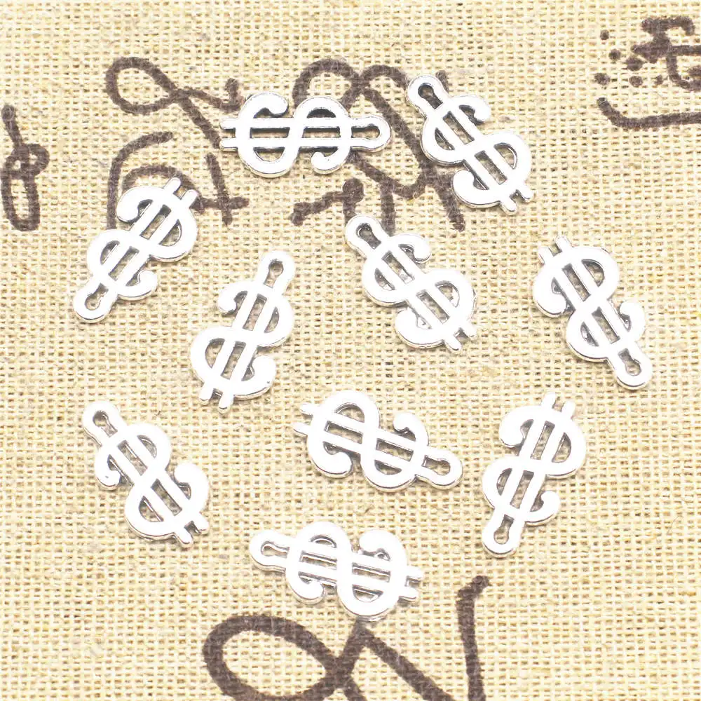 20pcs Antique Silver Color 9x17mm Dollar Sign Charms Handmade Jewerly Diy