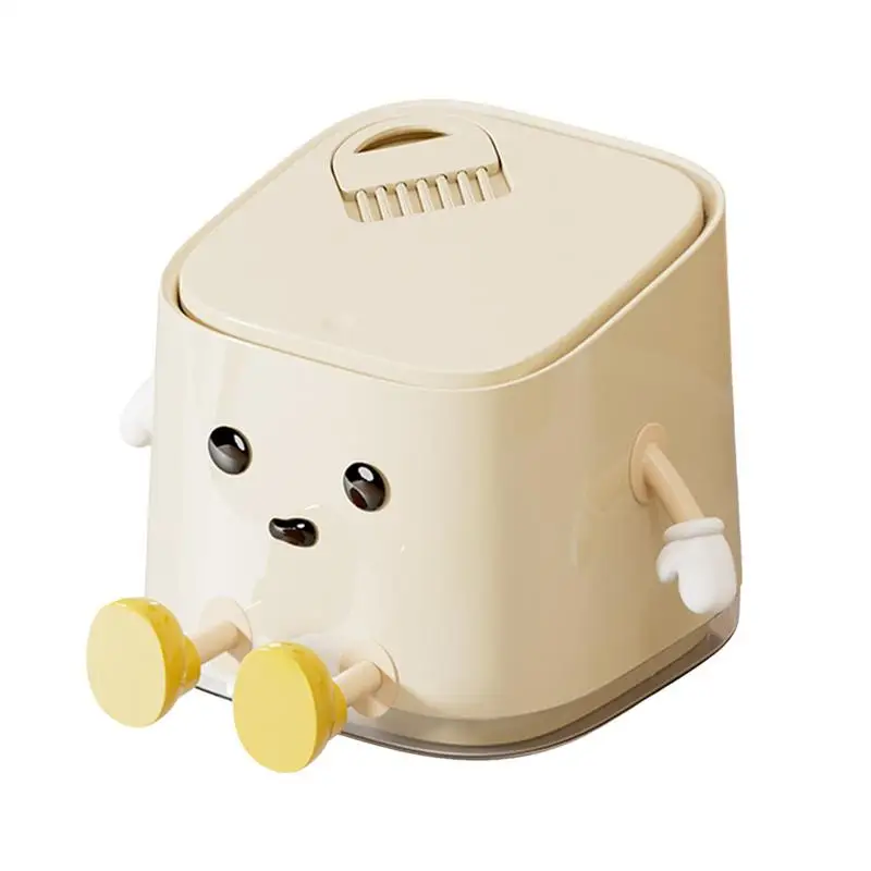 

Desktop Trash Can With Lid Push Open Trash Can Compact With Lid Anti-Smell Push Open Cute Space Saving Waste Box For Bathroom
