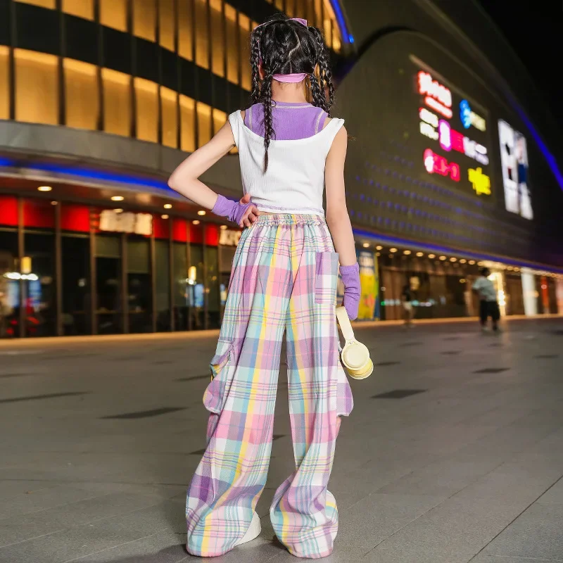 أطفال Kpop الهيب هوب الملابس ستار نمط سترة الوردي منقوشة السراويل الشارع الشهير للفتيات ملابس رقص الجاز الملابس #5