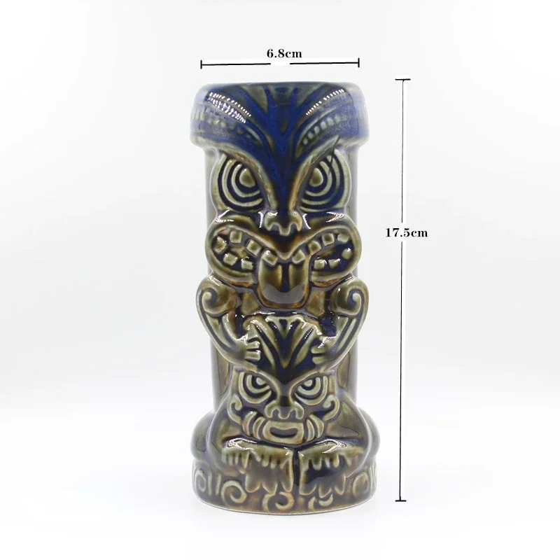 Imagem -02 - Vaso Cerâmico Tiki Mug Estilo Europeu Ghost Face Blue Cup Presentes Interessantes para Amigo Decoração de Estante Totem Luxuosa 425ml