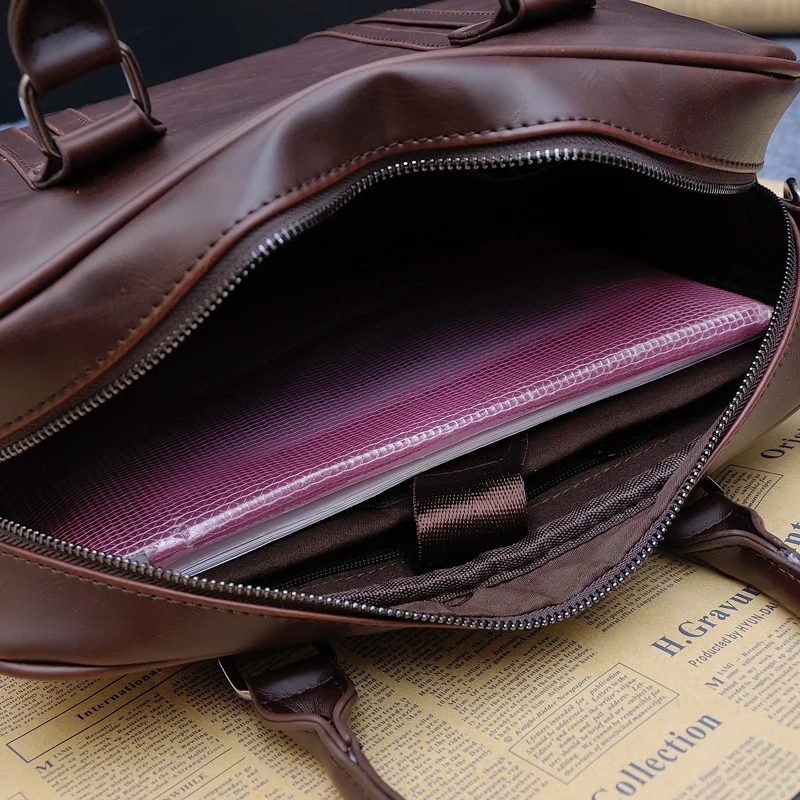 Fashion Women Leather Handbag Horizontal Literary Big A4 Docoment Shoulder Bags Dress OL Casual Briefcase