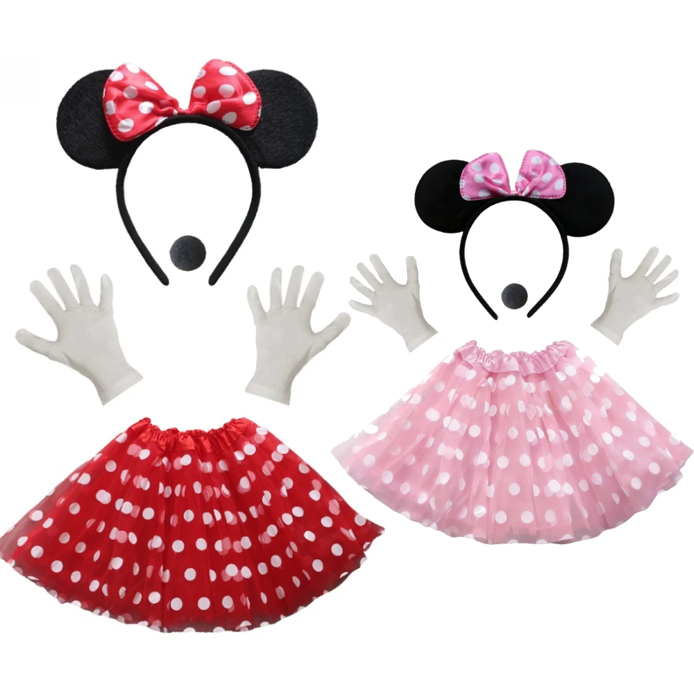 Costume de souris pour femme et fille, jupe tutu de souris, bandeau avec oreilles de souris, gants, nez, nœud papillon, costume de carnaval, thème de carnaval