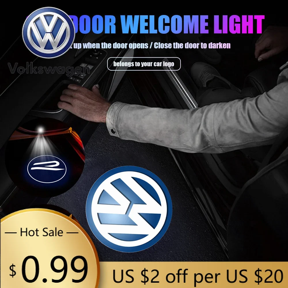 

For VOLKSWAGEN VW 2PCS Car Door Logo Welcome Lamp Wireless Projector Light Auto Decoration For Volkswagen Vw Tiguan Jetta Mk6 Sc