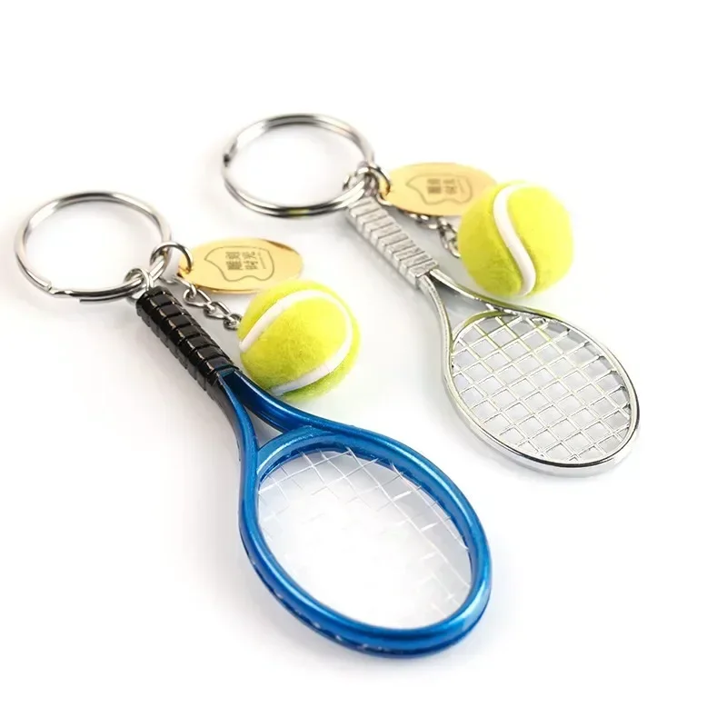 Cute Sport Mini Tennis Racket Pendant Keychain Keyring Key Chain Holer Accessories Gifts for Teenager Fan