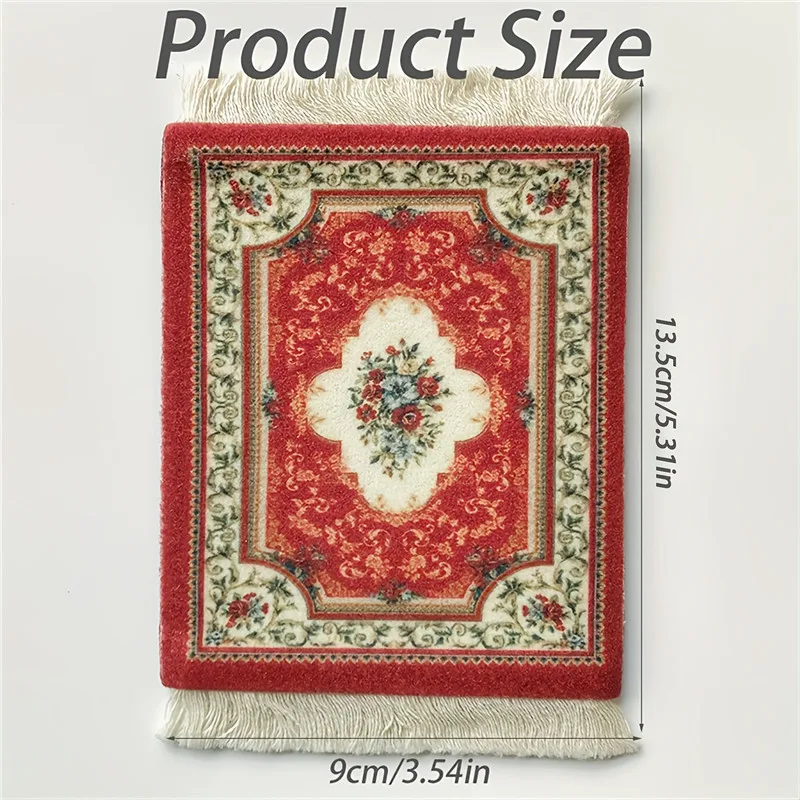 Persian Mini Woven Rug Mat Mousepad Retro Style Carpet Pattern Cup Laptop PC Mouse Pad Home Office Table Decor Craft