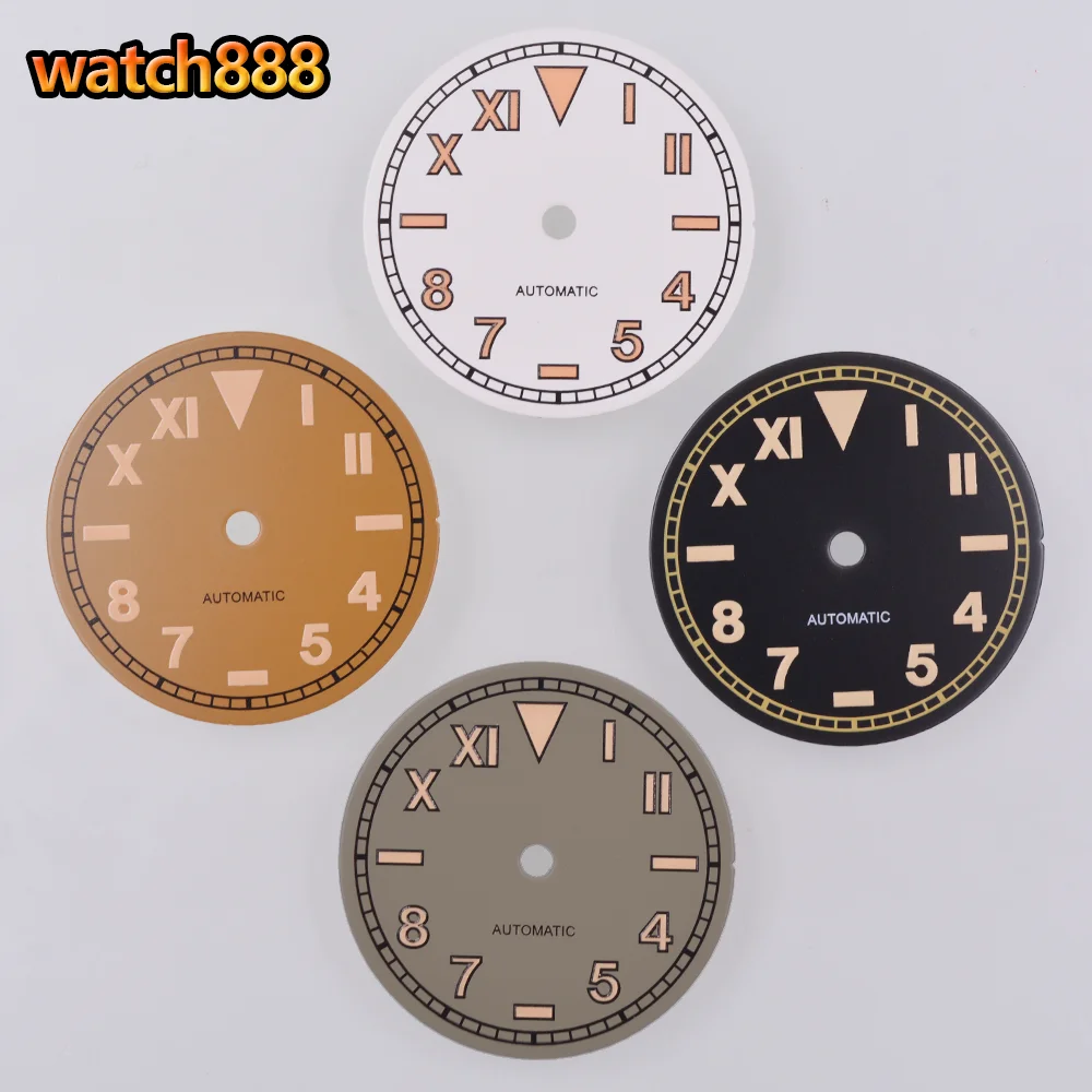 

29 мм черный/белый/оранжевый/серый циферблат часов светящийся подходит для NH35 NH36 ETA2824 2836 Miyota 8215 Mingzhu DG2813 3804 детали часов с механизмом