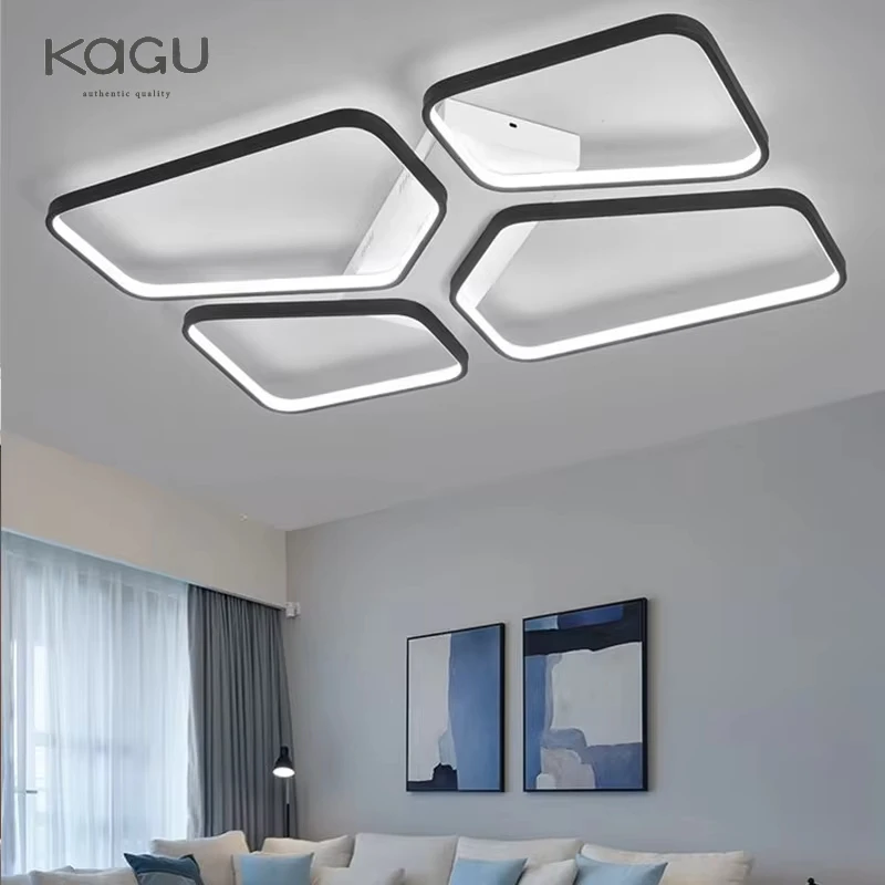 Lampu langit-langit LED Modern LED, lampu langit-langit hitam kreatif dan minimalis restoran ruang tamu modis