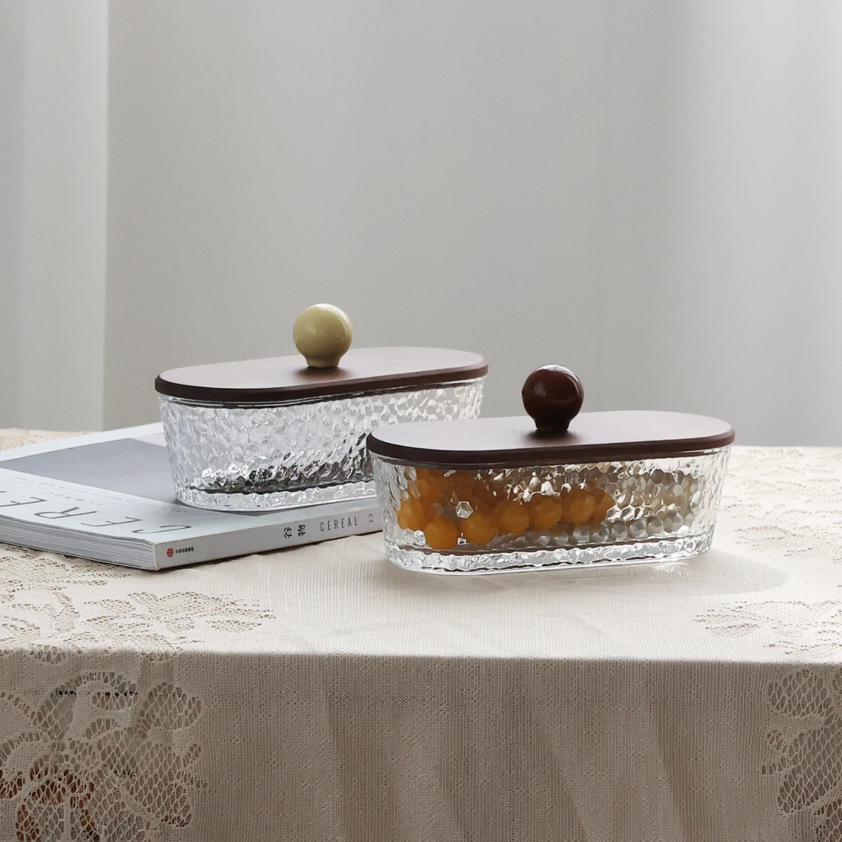 Creative Walnut Cover Dustproof Jewelry Box Crystal Bracelet Jewelry Lipstick Storage Box Cream Vintage Home Decoration Box