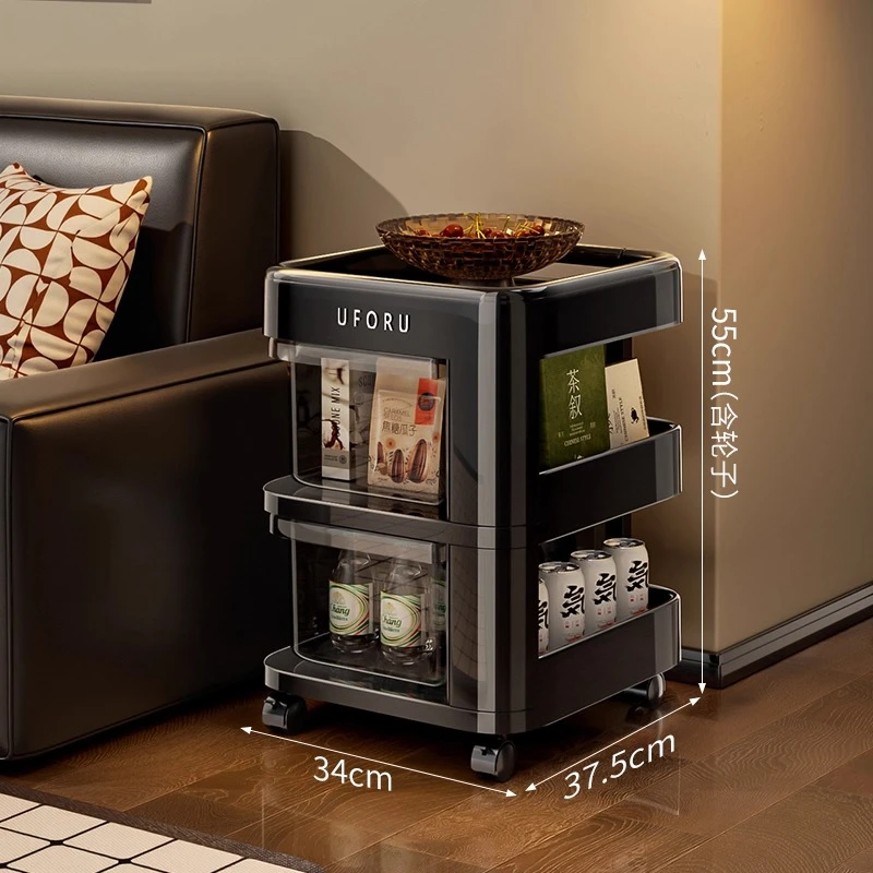 رف تخزين بعجلات صغيرة على الطراز العتيق لا يتطلب التجميع وخزانة تخزين الوجبات الخفيفة وأثاث درج خزانة جانبية لغرفة المعيشة #6