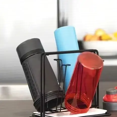 NF Drip Rack For Vessels With Drip Tray, For Sodastream, Air Up, Avent, 6 Bottle Dish Drainer Metal Bottle Holder,